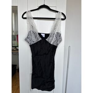 Women's Sky to Moon Black & White Lace Slip Dress, Size L, EUC
